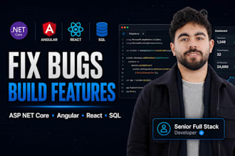 fix asp net core angular react sql bugs and build features