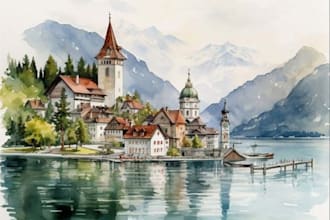 draw realistic digital oil painting from your photo