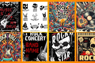 design retro music festival, party or event poster or flyer