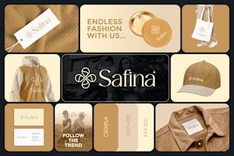 design modern luxury fashion clothing brand logo, brand kit, brand style guide