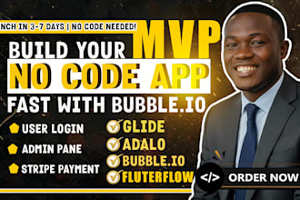 I will build no code mobile or web app using bubble adalo or glid mvp app development