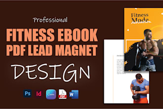 design health fitness ebook, pdf lead magnet, workout plan, canva receipe design