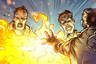 custom comic book graphic novel art character design storyboard in any style