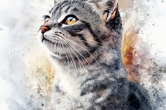 create watercolor portrait of your pet dog, cat, horse etc