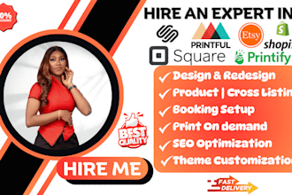 redesign and design squarespace shopify printify square pos booking square SEO