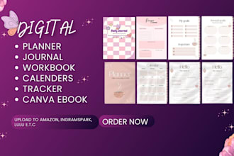 design editable canva journal, digital planner, workbook, daily devotional, etc