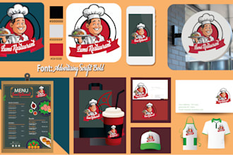 design complete restaurant branding, logo, menu, packaging and social media kit
