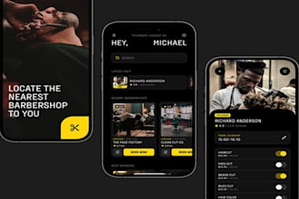 build salon appointment booking app, barber app, beauty care app, salon website