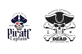 create hand drawn skull pirate logo