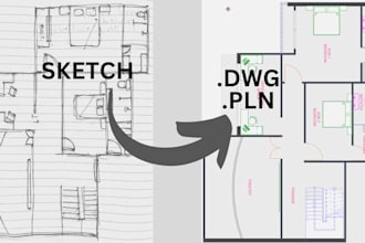 sketch,pdf to autocad or archicad professional conversion