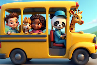 do 3d children story book illustration, kid story illustration, kids activity