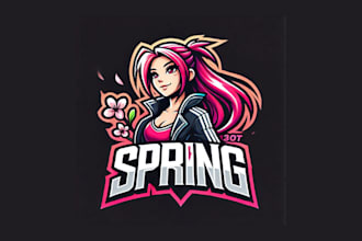 do spring female cartoon, character mascot logo for your company