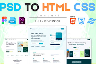 convert PSD to HTML xd to HTML figma to HTML website design