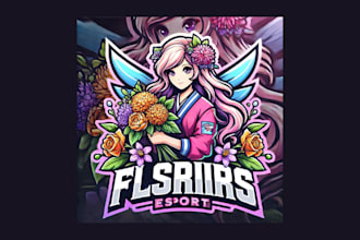 make floral florist cartoon, character mascot logo with free vector file