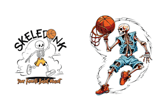 do sport basketball volleyball skeleton logo with illustration