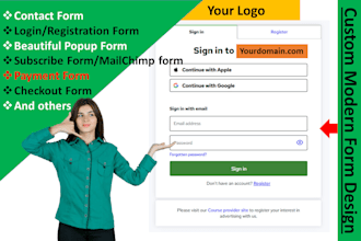 create custom signup form,custom popup form,custom login form,registration form