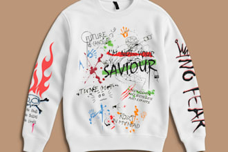 design clothing graphics for merch, sweatshirt, hoodie