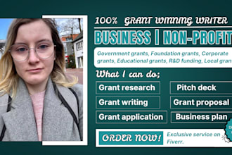 do grant proposal writing, apply for grants for small businesses and 501c3 grant