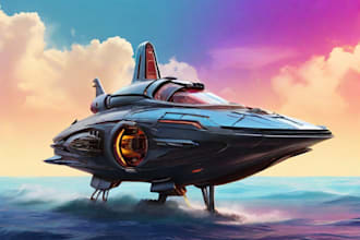 draw sci fi vehicle design and spaceship concept art