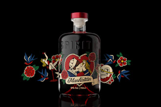 design hip and bold label tattoo distilled spirits logo