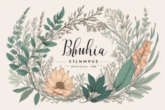 create beautiful hand drawn botanical boho logo