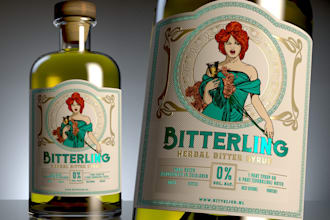 design label bottle bitter syrup logo