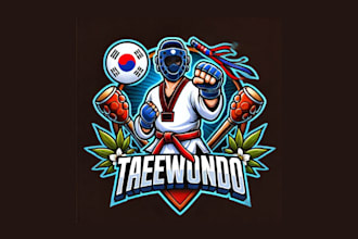 create taekwondo cartoon, character mascot logo within two day