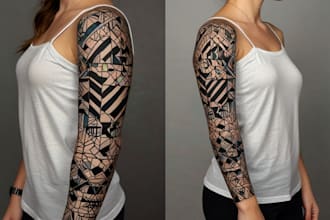 create sleeve tattoo design in geometric style