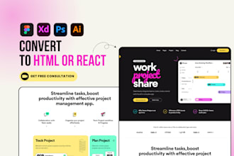 convert figma to html css or react psd to html or react bootstrap5 tailwind css