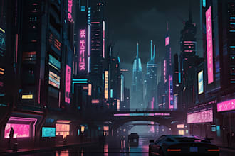 do cyberpunk futuristic city art