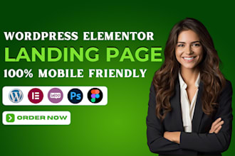create responsive wordpress elementor landing page or elementor template
