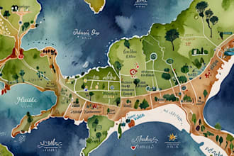 design watercolor wedding map
