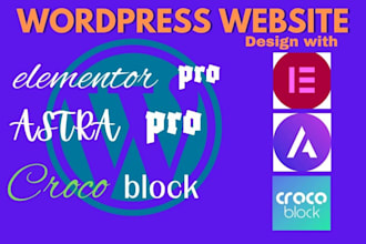build custom wordpress website with astra pro, elementor pro
