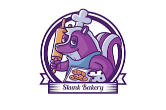 design purple skunk bakery logo
