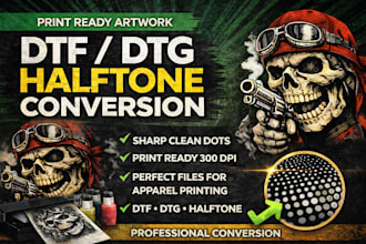 do design in to halftone for dtf dtg print