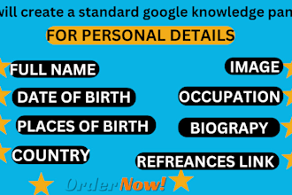 create a standard google knowledge panel for personal or company