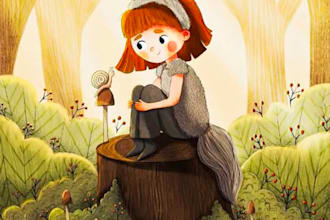 draw children story book illustration, children story book illustration