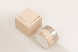 make a label design, cosmetic package, box design, pouch label and bottle label