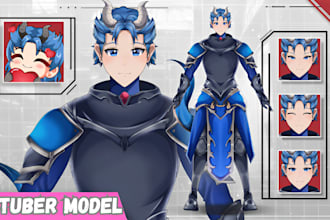 draw live2d vtuber model rigging or pngtuber anime art style for anime streaming