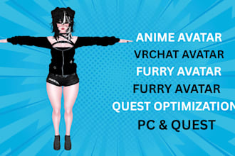 create animaze 3d character, vtuber model, vrchat vrc avatar model, quest and pc