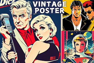 do retro vintage poster illustration comic book pop art