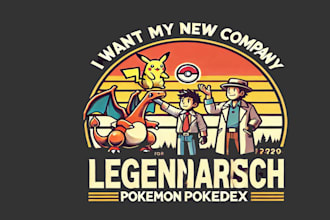 do awesome legendarisch pokemon pokedex vintage logo design with express deliver