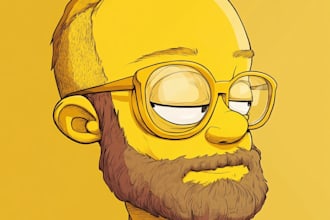 convert your photo into yellow cartoon portrait or cartoon