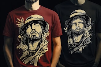 draw unique linocut tshirt in my style