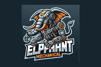 do elephant mechanical cartoon, character mascot logo for your company