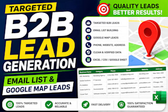 do targeted b2b lead generation, email list and google map leads