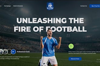 football academy website, soccer academy website and sport website