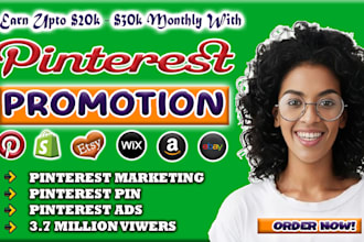 promote shopify store, etsy, amazon, wix, ebay and business website on pinterest