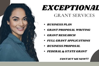grant writing and submission, proposal, research, application, business plan