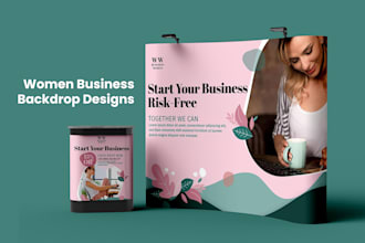 design trade show graphics, booth design, banner for female business